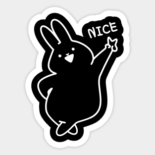 Cute Bunny with Peace Fingers White | Cute Gift Ideas | Handmade Illustrations by Atelier Serakara Sticker